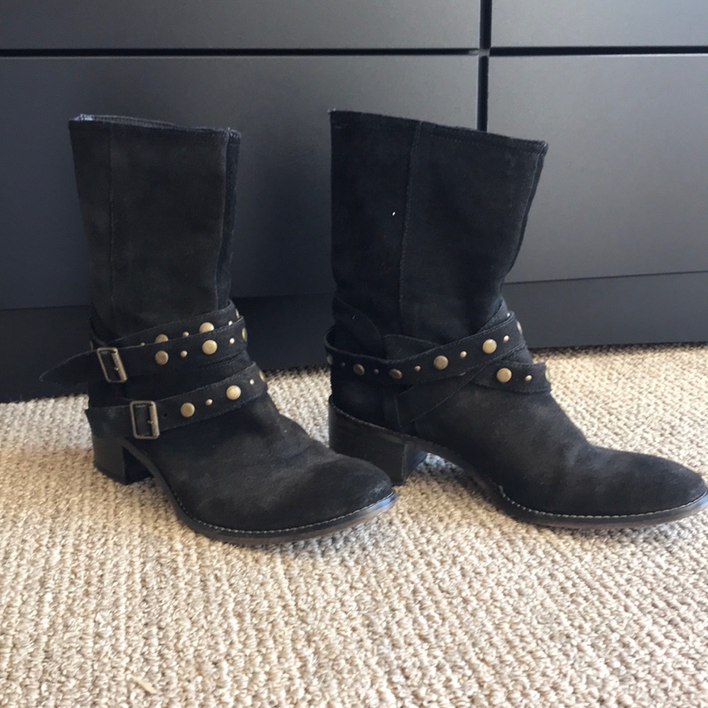 Italian Black Suede Booties